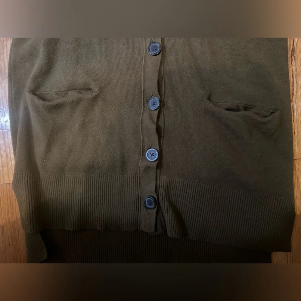 Madewell Miller Longline V-Neck Cardigan Sweater Olive Green Women's Size S